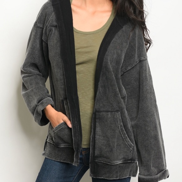 BELLA BLACK washed jacket/Sweater- hoodie - Picture 2 of 3